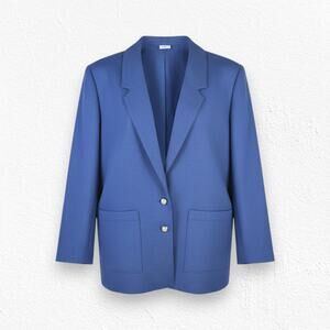 1980s Vintage Graff Petite Navy Blue USA Made Gold Crest Buttons Blazer Size 12P